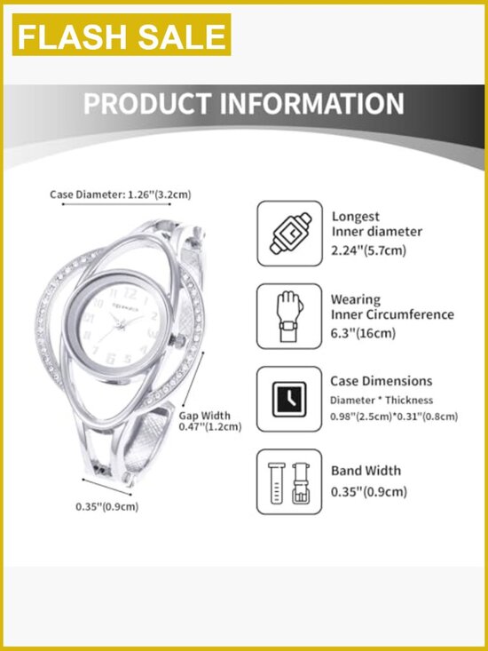 Chunky Cuff Bracelet Watch for Women - Analog Quartz Arabic Numerals Dial main image 5